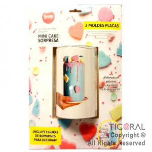 SET DE 2 PLACAS CAKE SORPRESA TAMA�O MINI 2 x 1